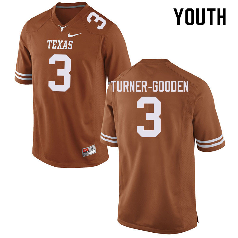 Youth #3 Larry Turner-Gooden Texas Longhorns College Football Jerseys Sale-Orange